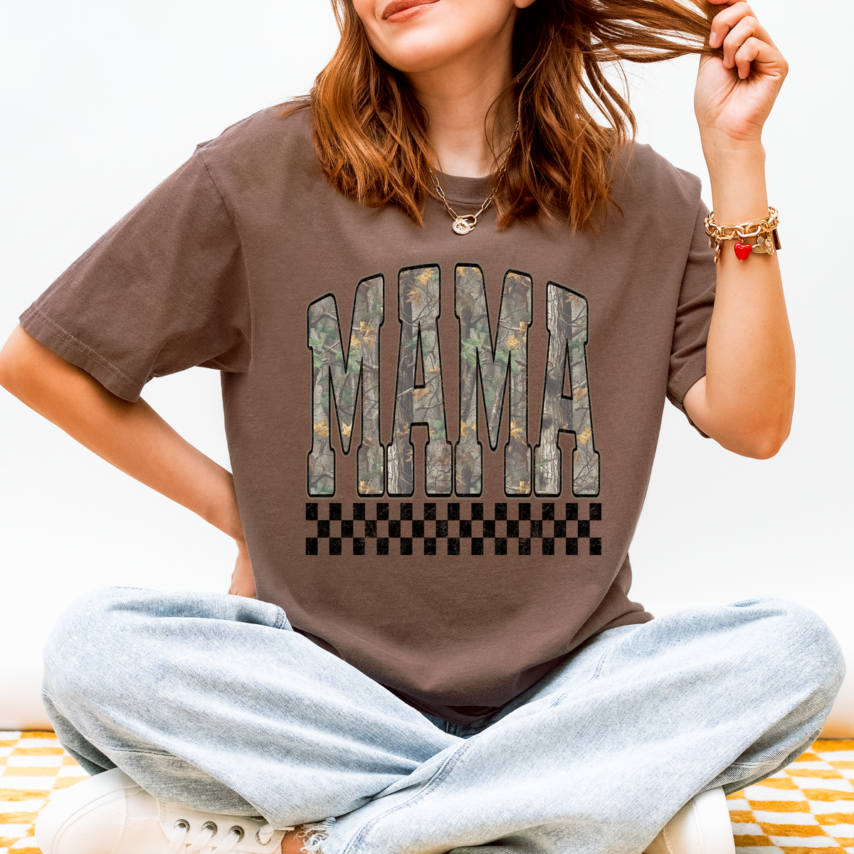 Camo Mama Graphic Tee - Espresso