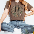 Camo Smiley Face Graphic Tee - Espresso