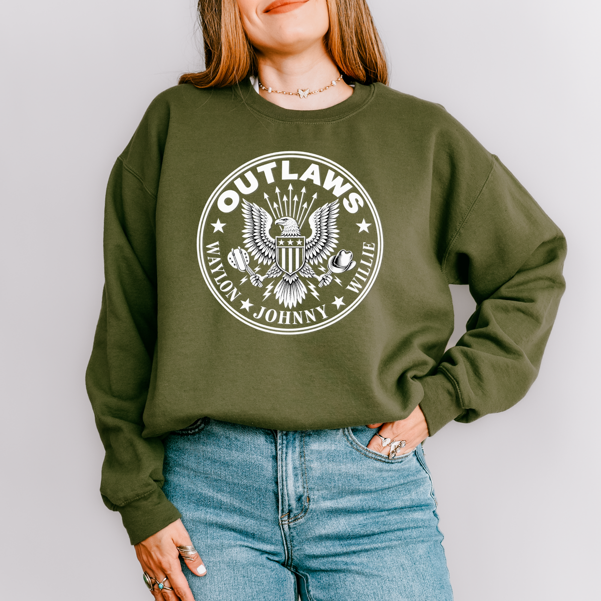 American Outlaws Graphic Sweatshirt – Military Green