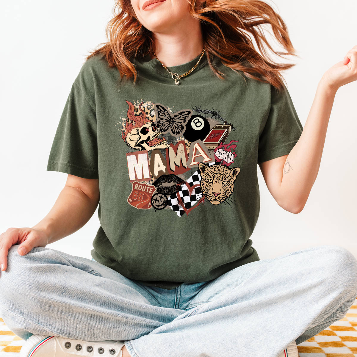 Wild Mama Graphic Tee - Moss