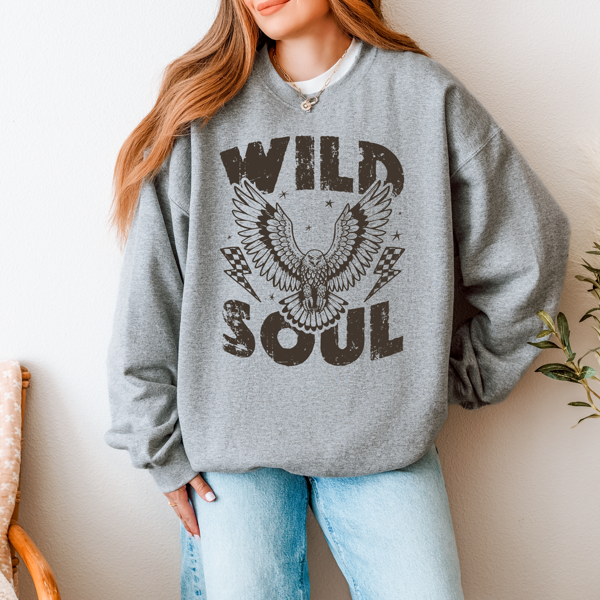 Wild Soul Eagle Graphic Sweatshirt - Sport Grey